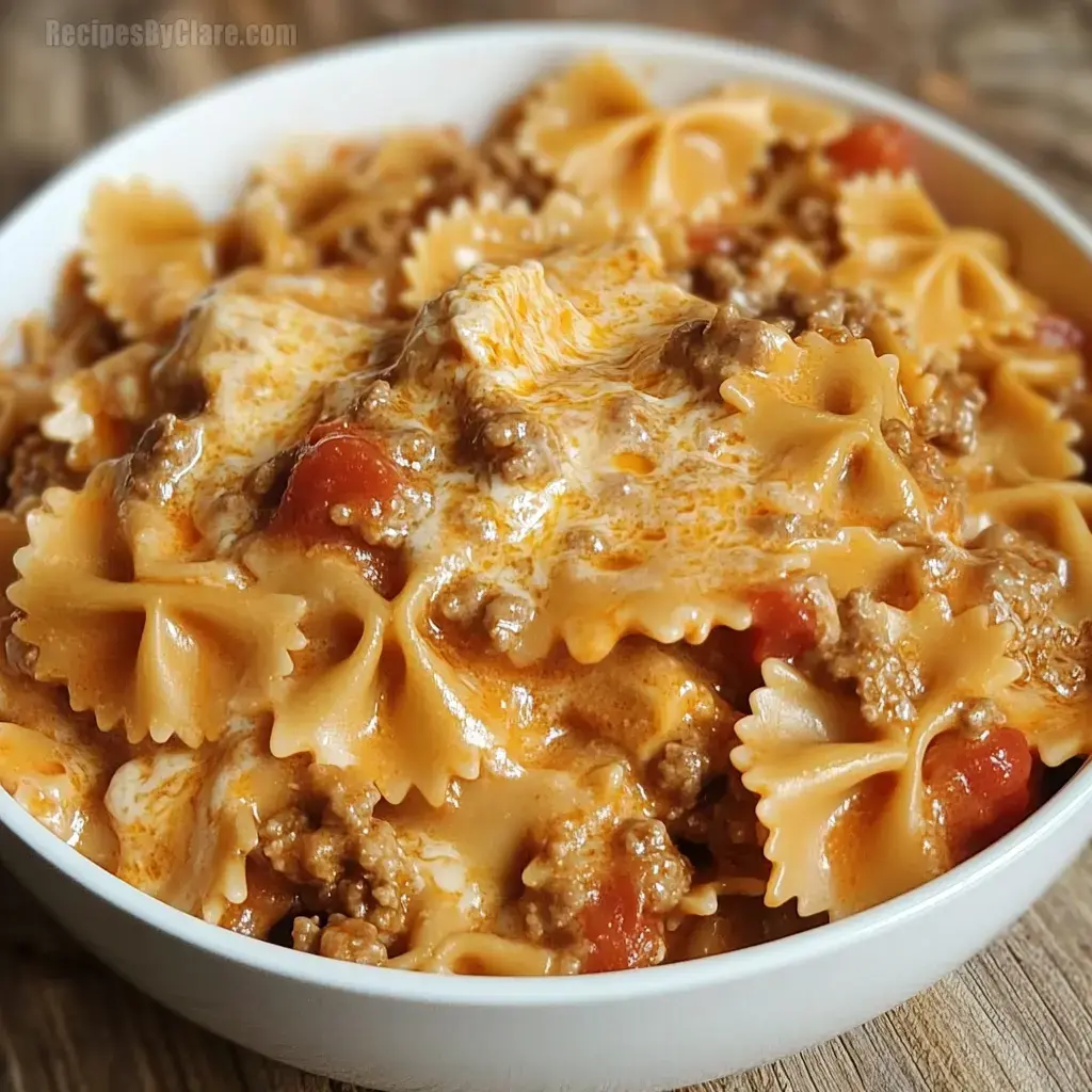 Creamy Velveeta Beef & Bowtie Pasta