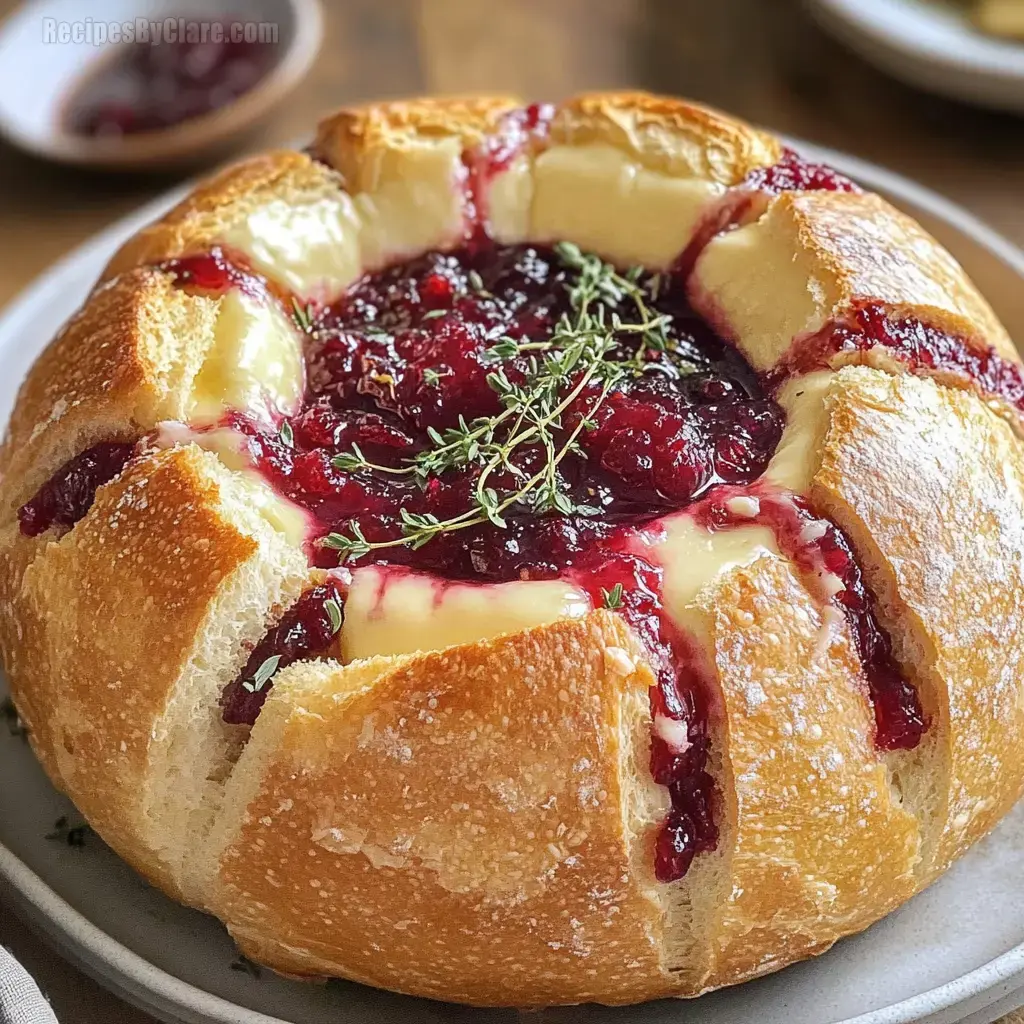 Cranberry Baked Brie in a Bread Bowl