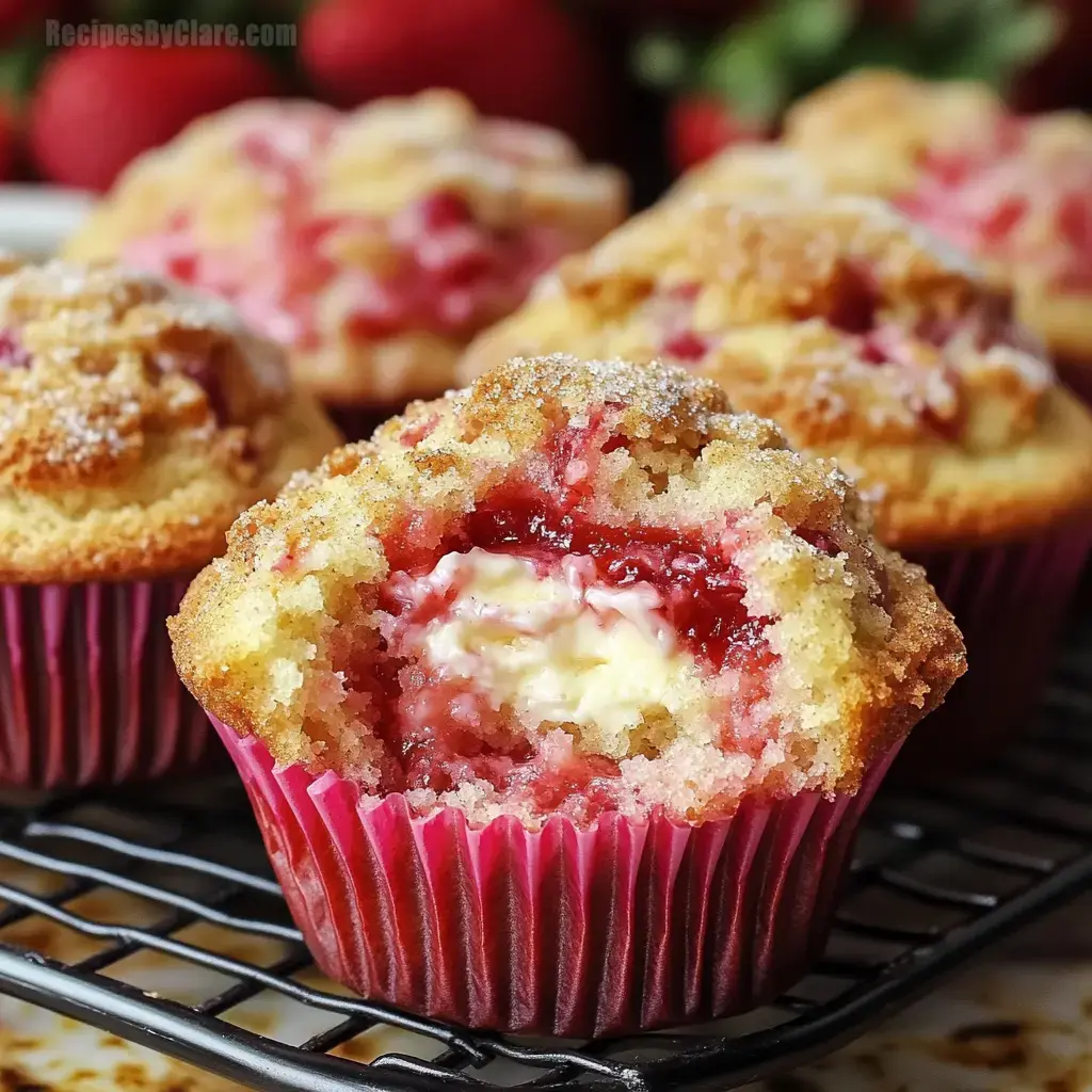 Strawberry Cheesecake Stuffed Muffins