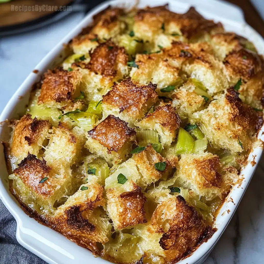 Savory Leek Bread Pudding