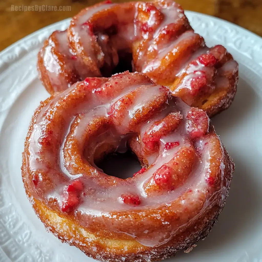 Strawberry Glazed French Crullers