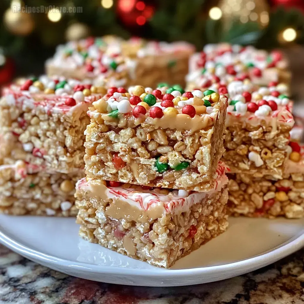 Christmas Peanut Butter Rice Cereal Squares