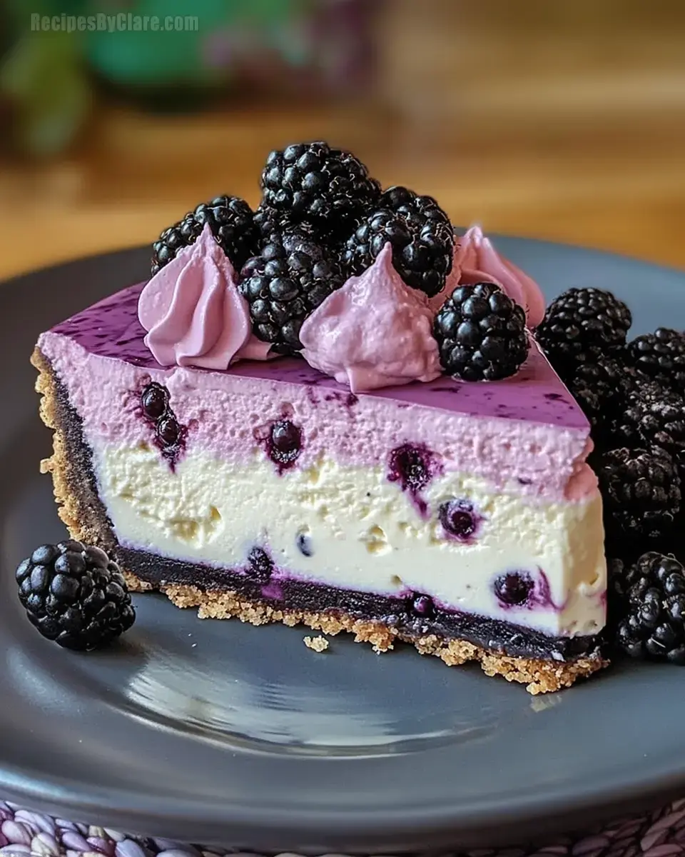 White Chocolate Blackberry Mousse Cheesecake