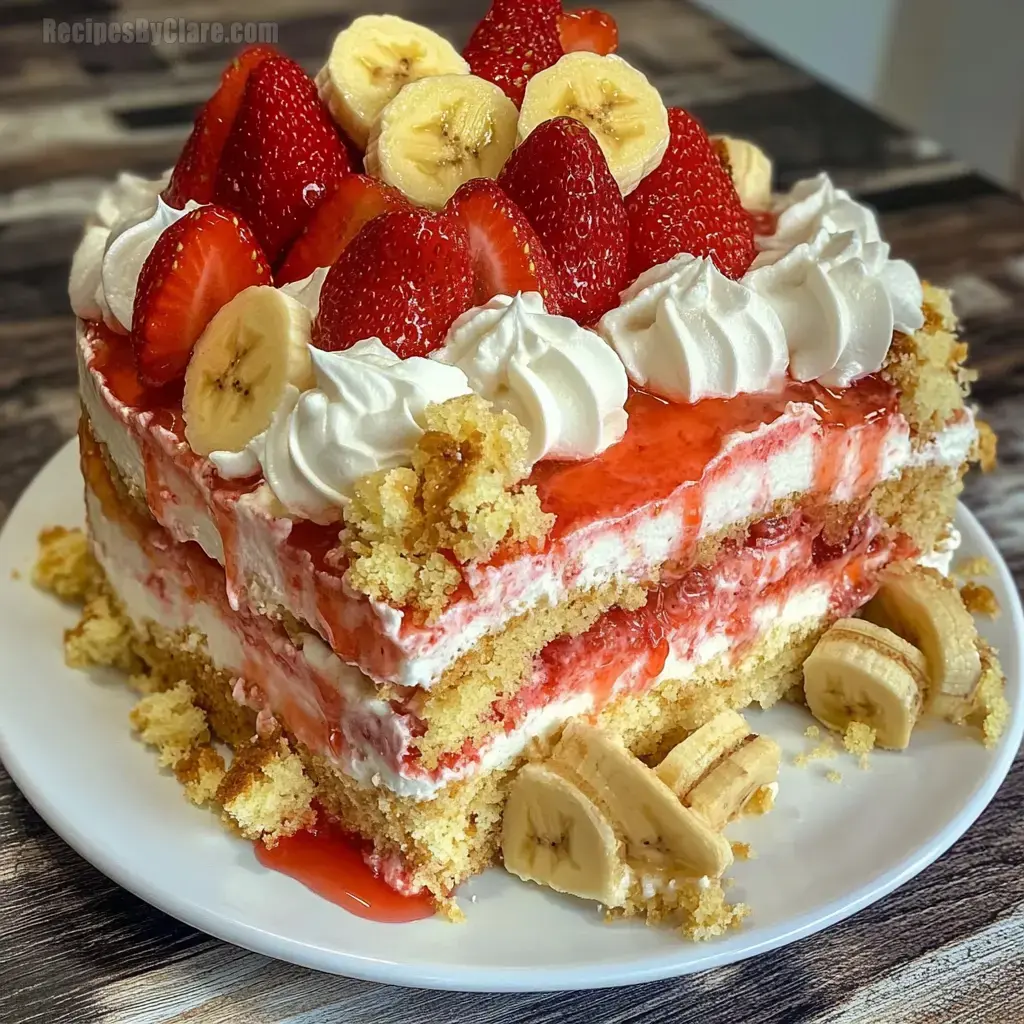 Half Strawberry Shortcake, Half Banana Pudding Cake