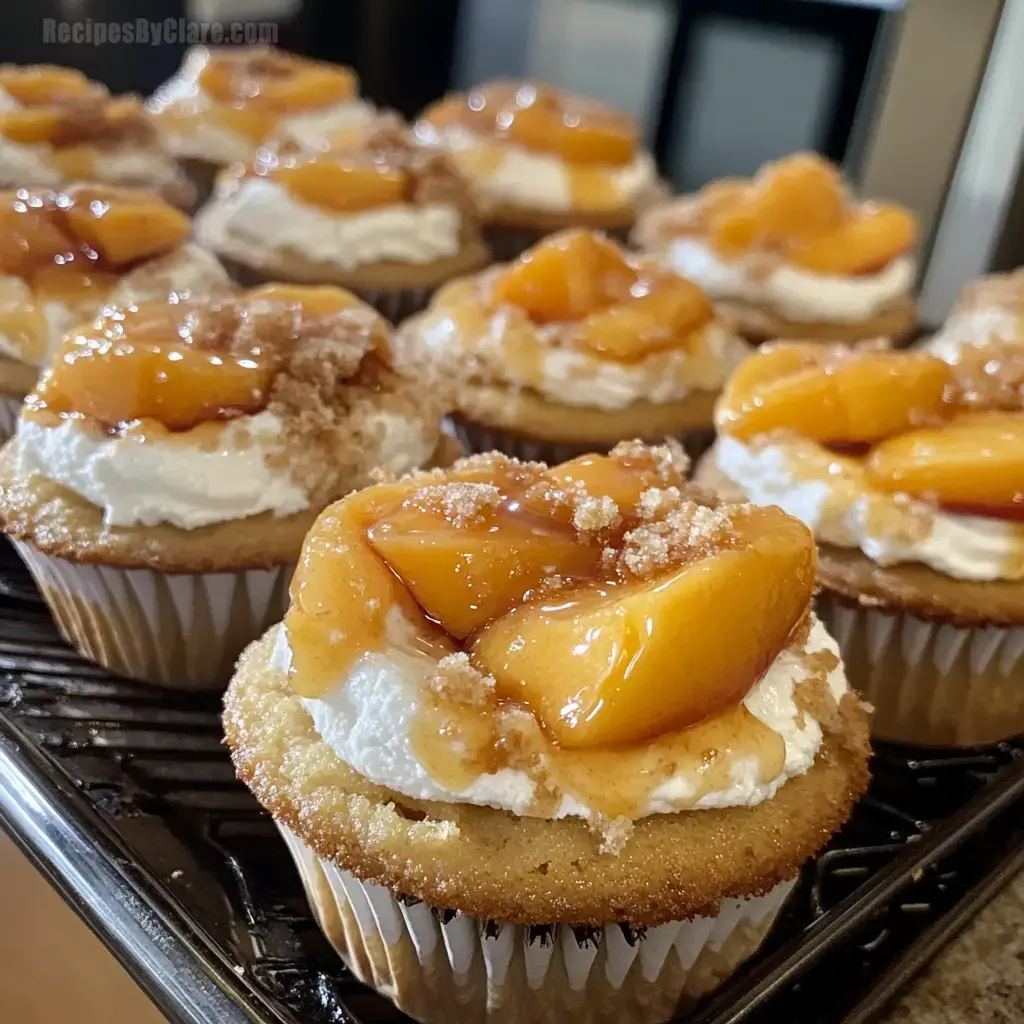 Peach Cobbler Cheesecake Cupcakes