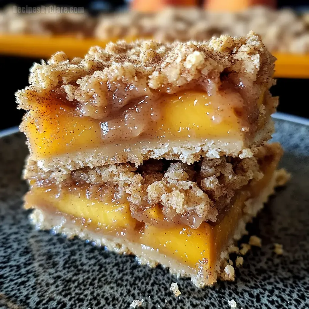 Cinnamon Peach Crumble Bars