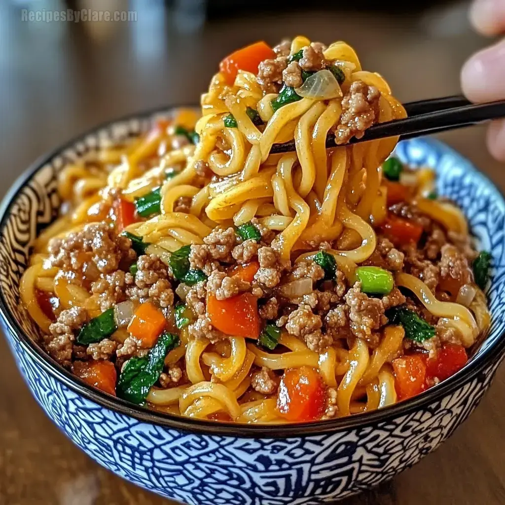 Mongolian Ground Beef Noodles