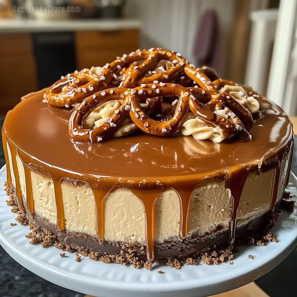 Salted Caramel Pretzel Cheesecake