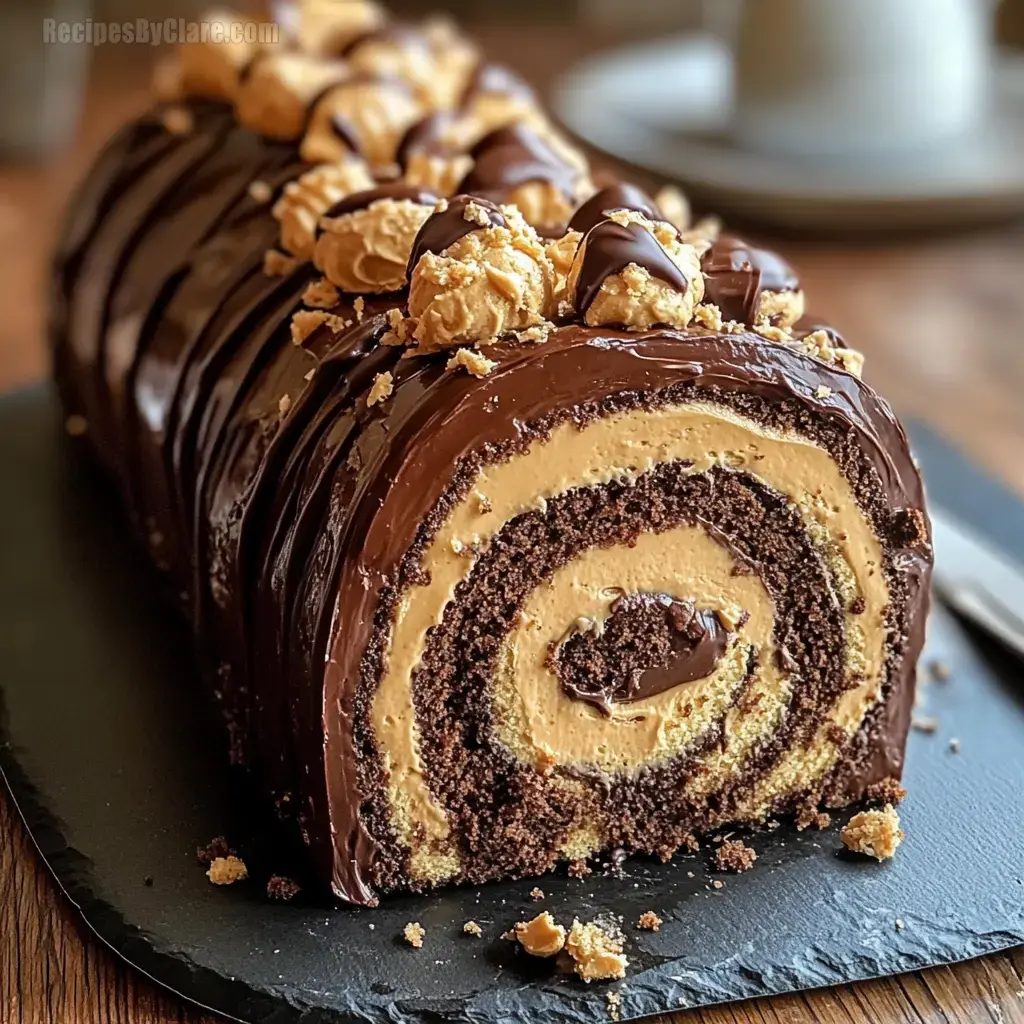 Chocolate Peanut Butter Cake Roulade