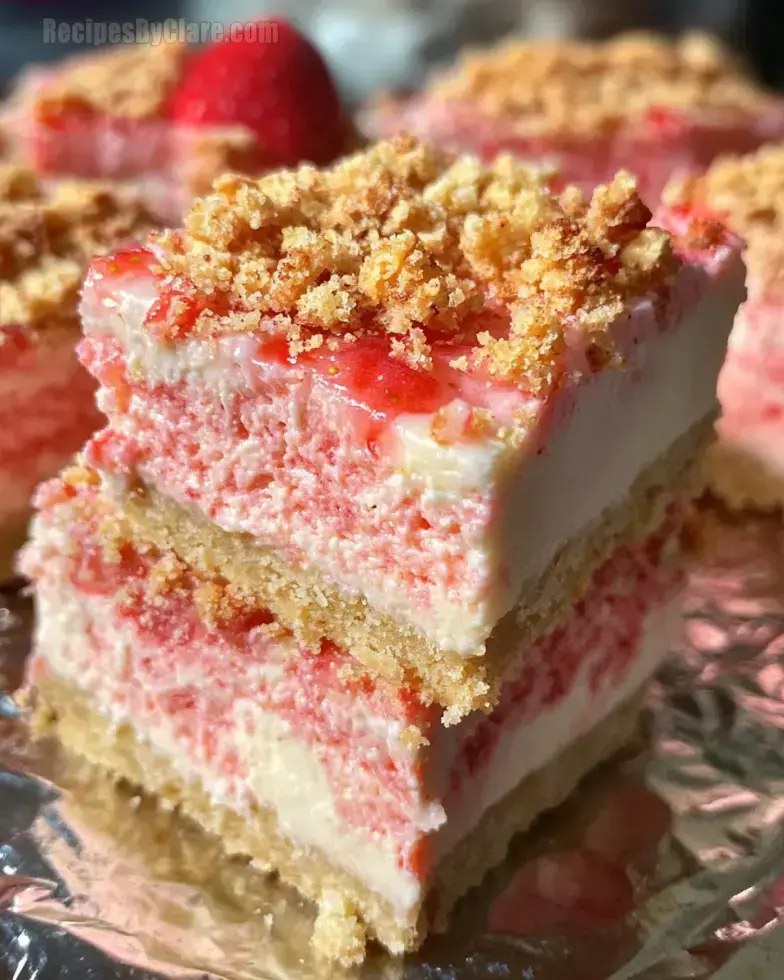 Strawberry Crunch Cheesecake Bars