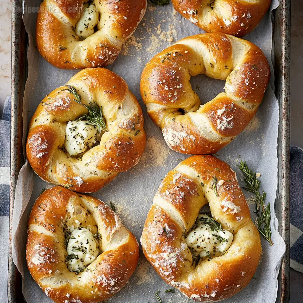 Mozzarella Stuffed Rosemary and Parmesan Soft Pretzels