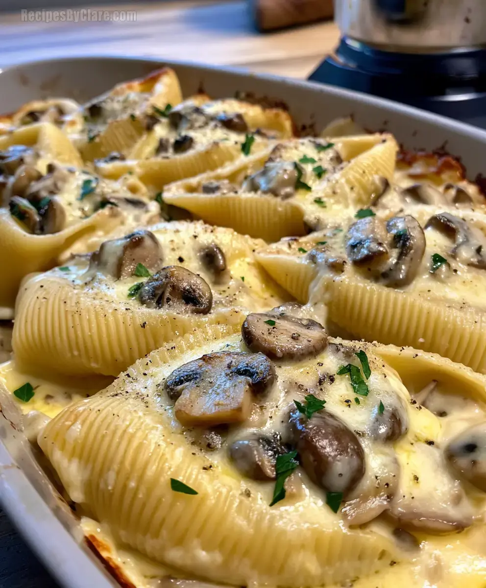 Creamy Garlic Mushroom Stuffed Shells