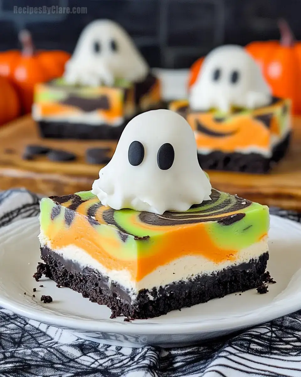 Halloween Swirled Cheesecake Bars