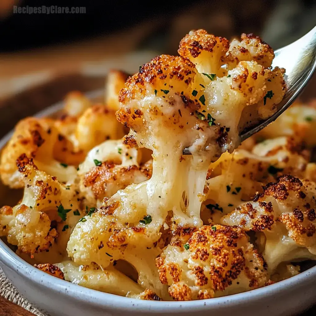 Crispy Roasted Cauliflower with Cheddar & Parmesan