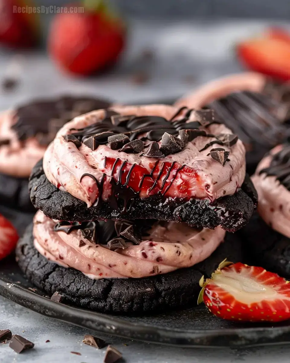 Crumbl Chocolate Strawberry Cheesecake Cookies