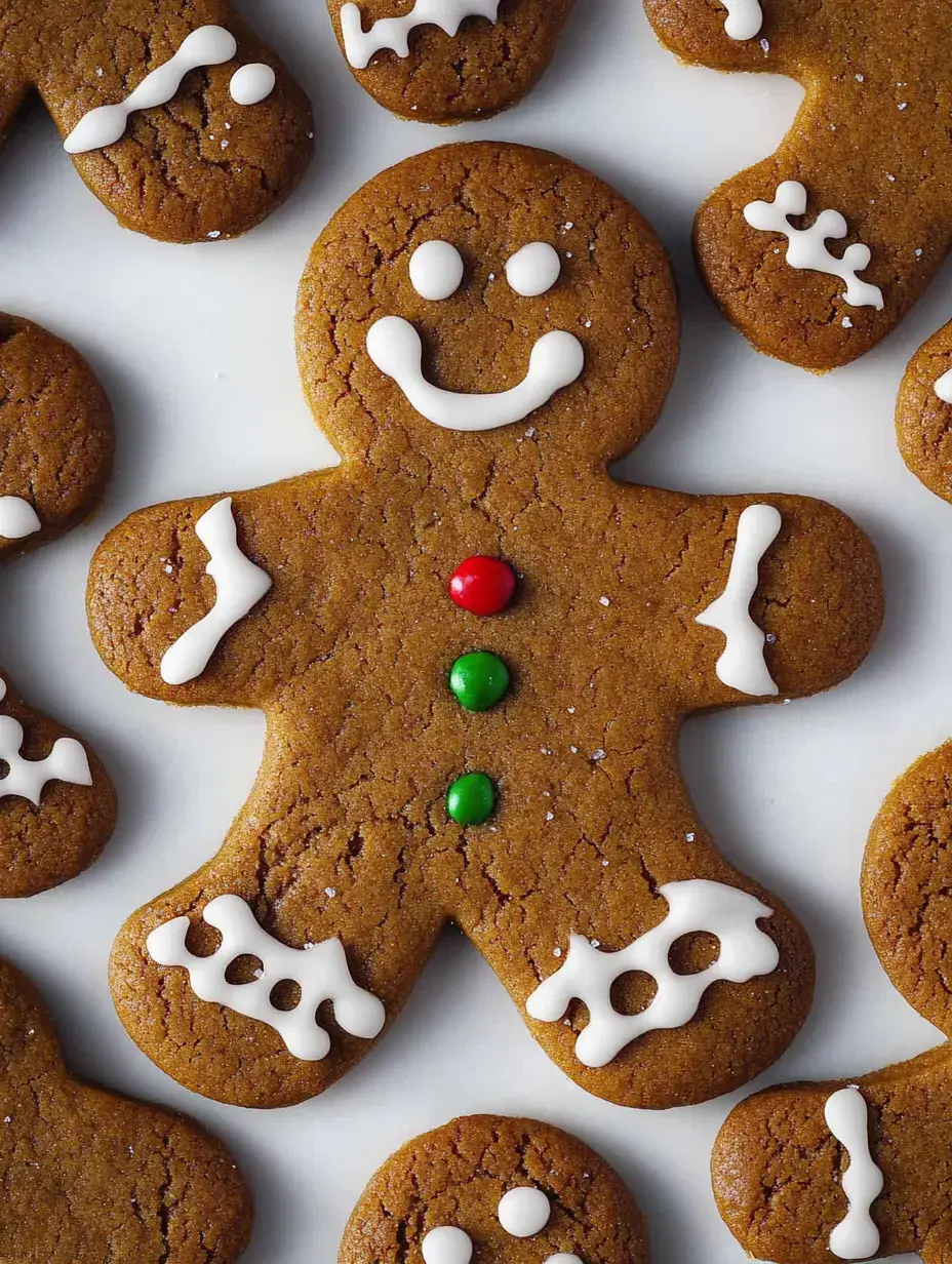 A collection of decorated gingerbread cookies in the shape of gingerbread men, featuring colorful icing and candy embellishments.