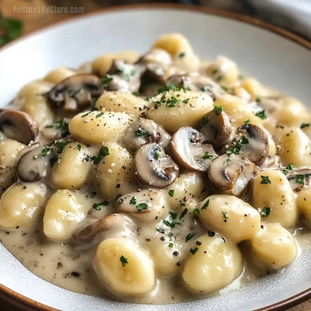 Mushroom Gnocchi with Parmesan Cream Sauce