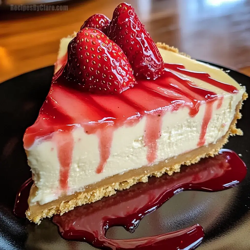 Strawberry Cheesecake with White Chocolate Drizzle