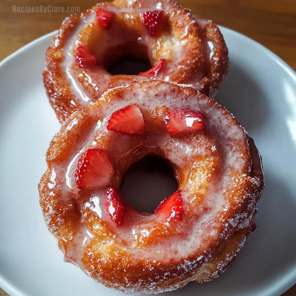 Strawberry Glazed French Crullers