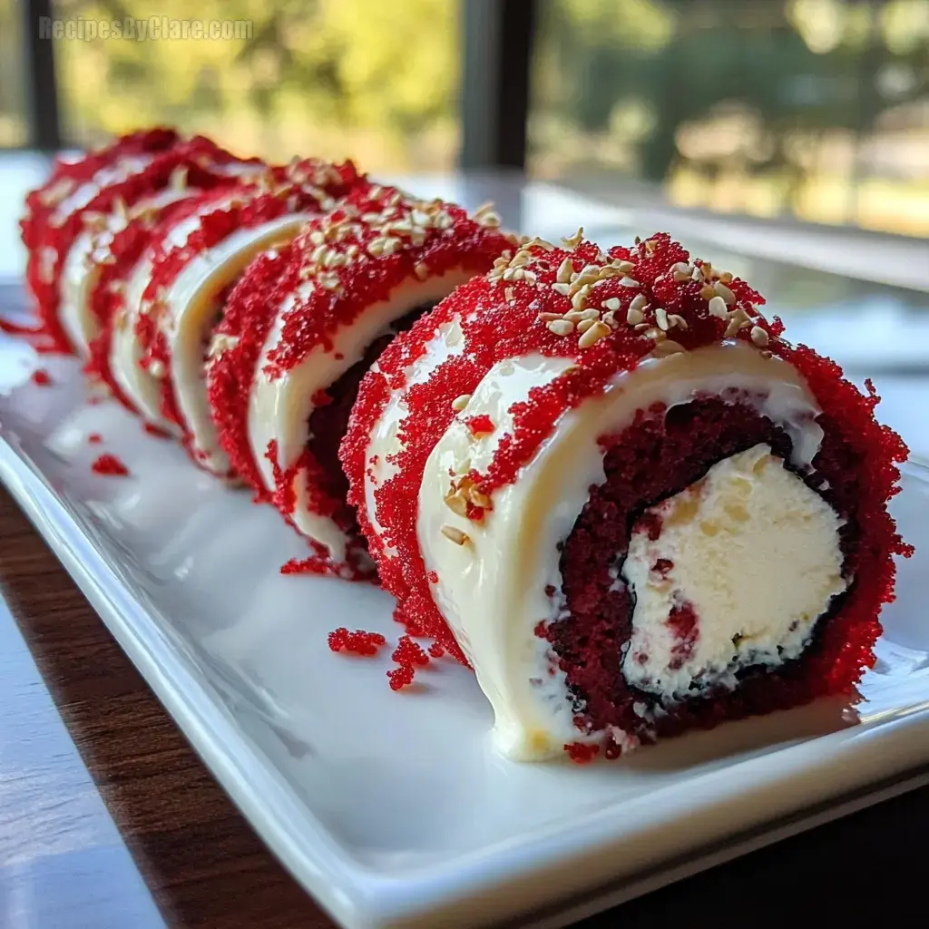 Red Velvet Cheesecake Sushi Roll Dessert