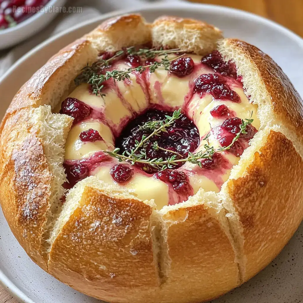 Cranberry Baked Brie in a Bread Bowl