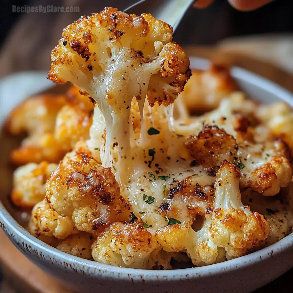 Crispy Roasted Cauliflower with Cheddar & Parmesan