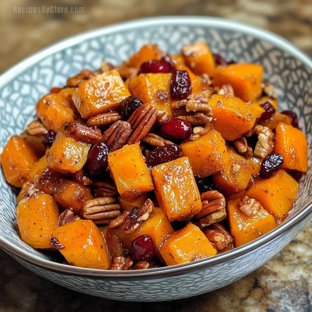 Roasted Butternut Squash with Cranberries and Pecans