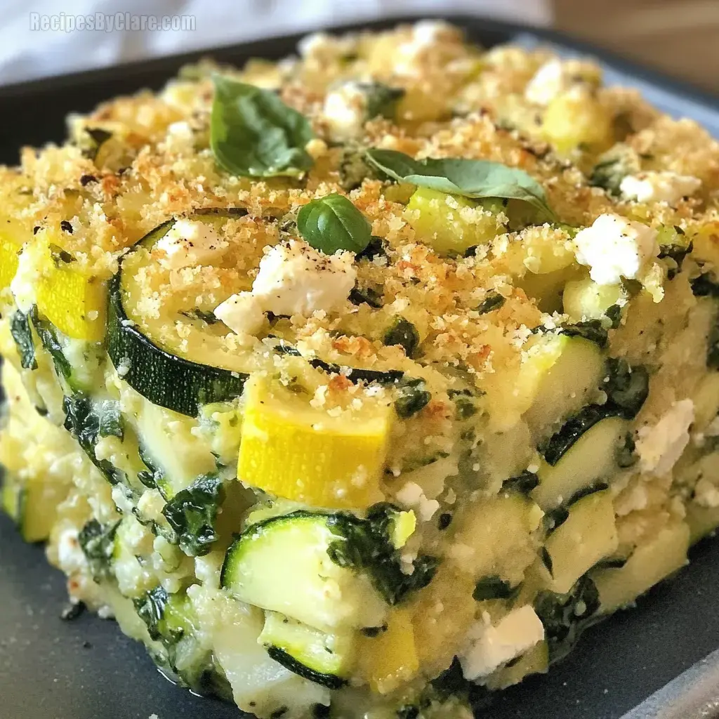 Baked Zucchini, Spinach, & Feta Casserole