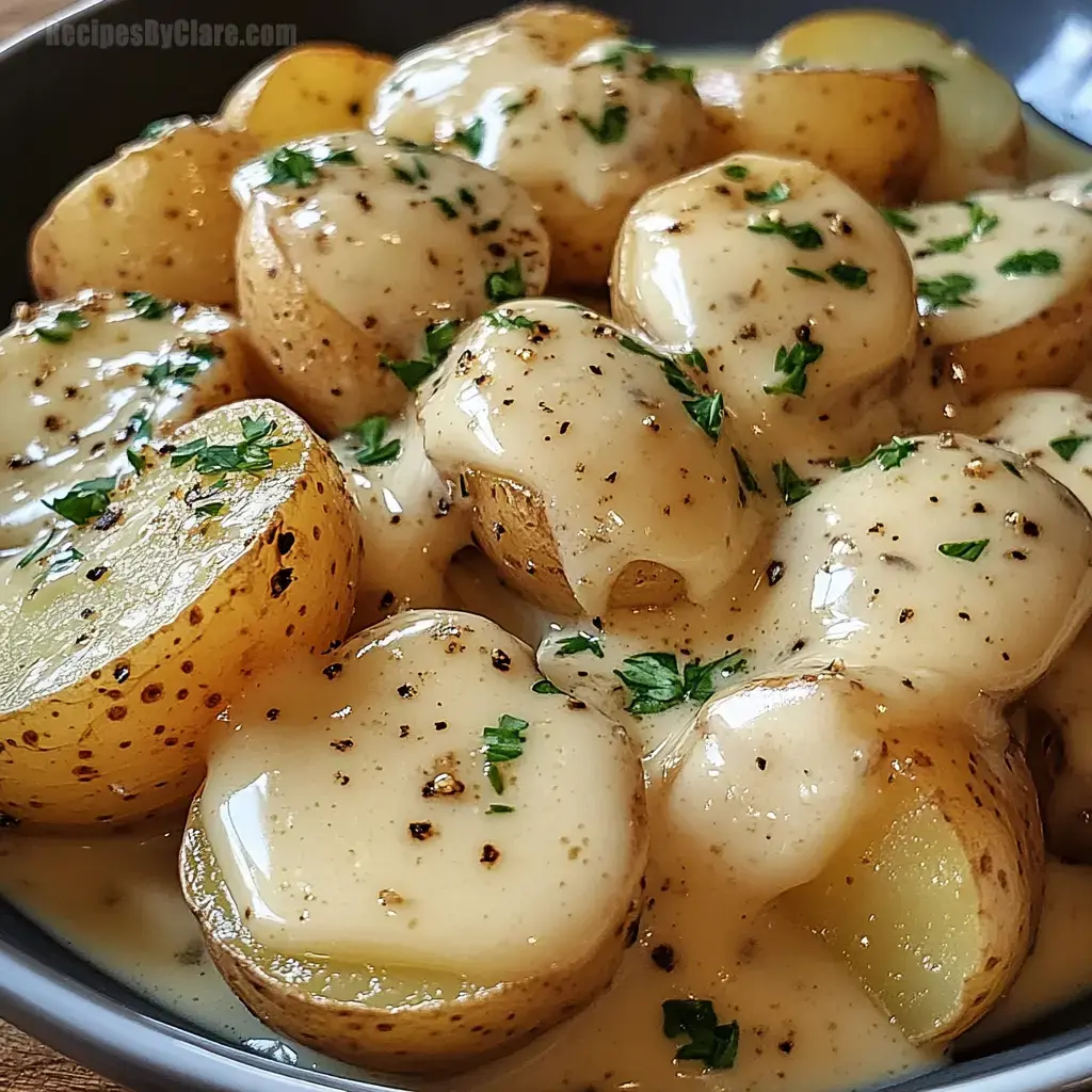 Creamy Garlic Sauce Baby Potatoes