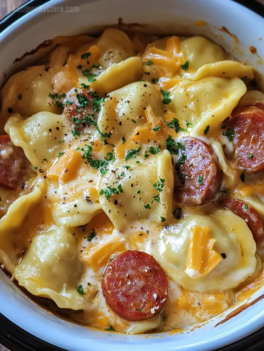 Crockpot Pierogi Casserole with Kielbasa