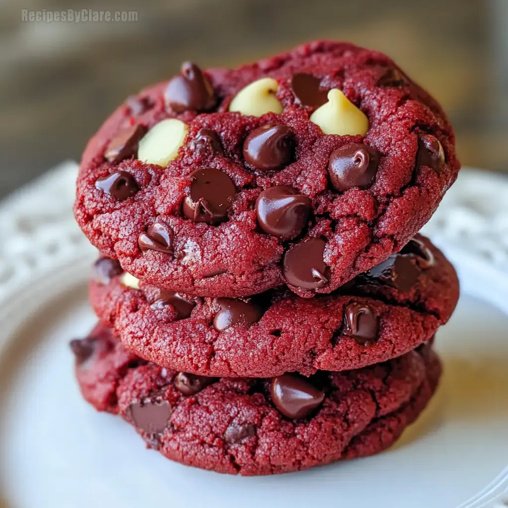 Red Velvet Gooey Butter Chocolate Chip Cookies