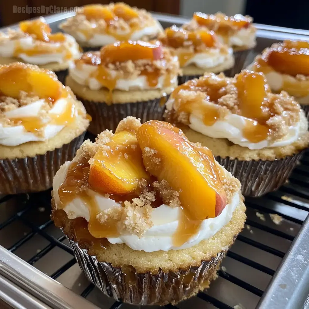 Peach Cobbler Cheesecake Cupcakes