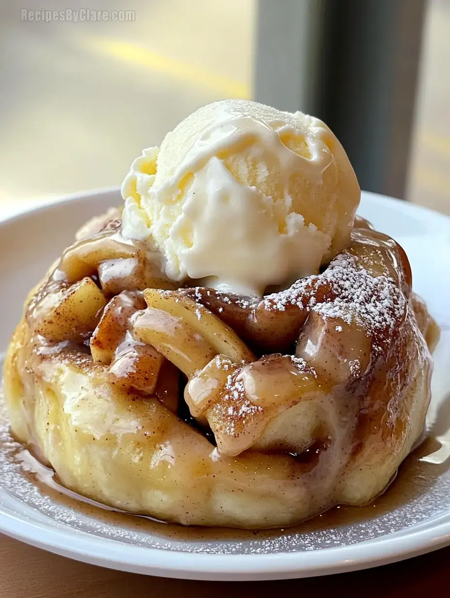 Apple Cinnamon Rolls with Vanilla Ice Cream