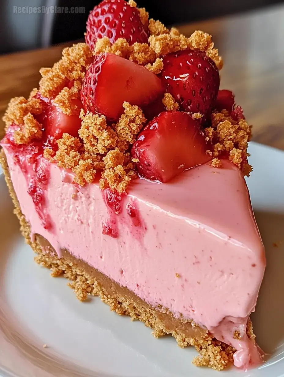 Strawberry Crunch Cheesecake Slice with Strawberry Pink Cream Icing