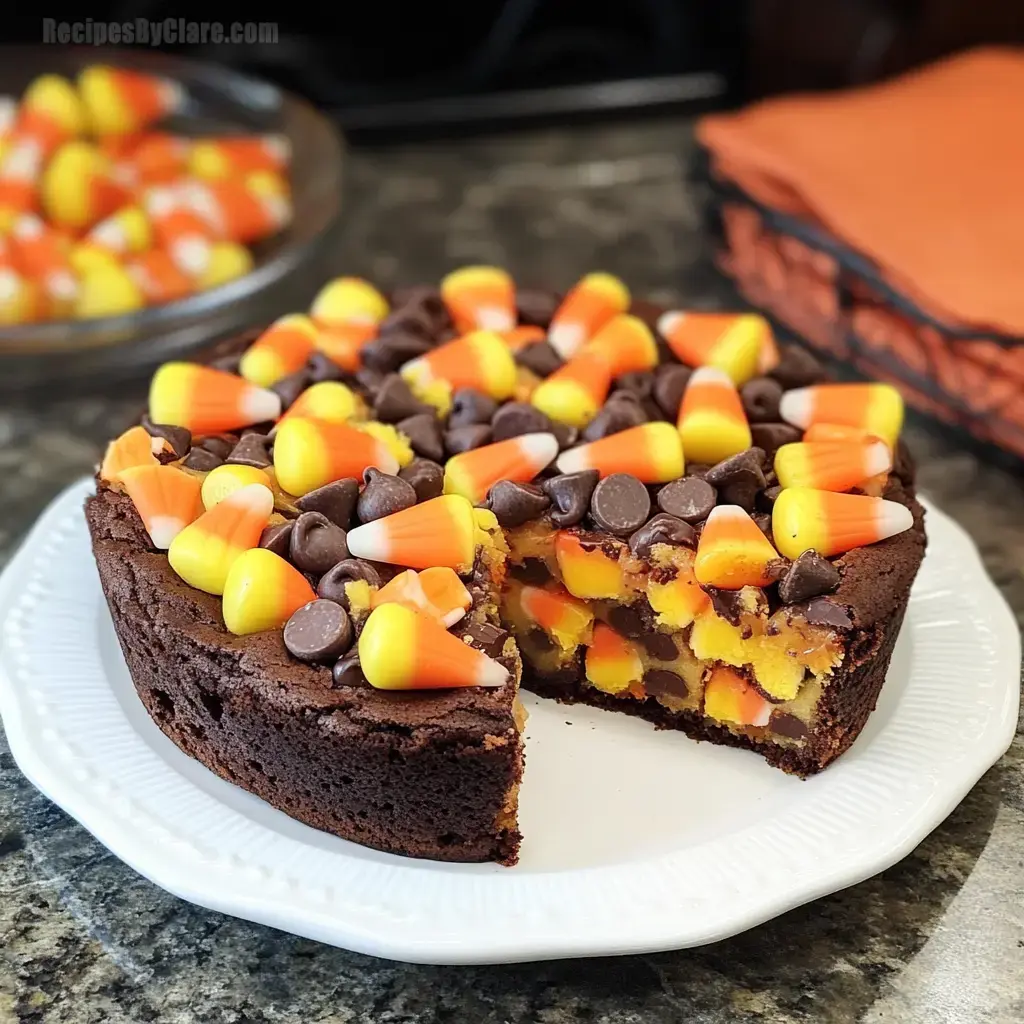 Candy Corn Chocolate Chip Cookie Cake