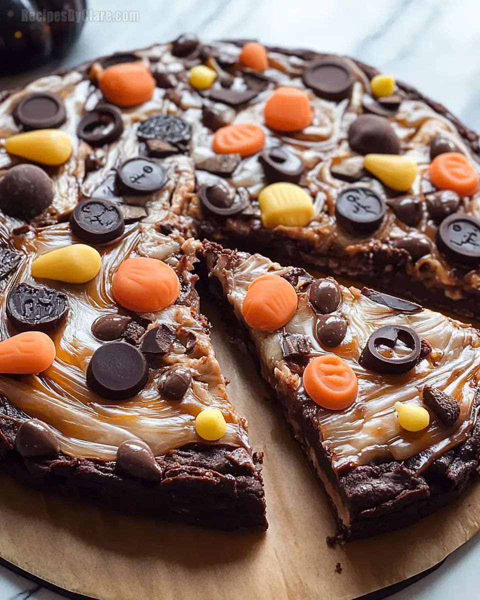 Happy Halloween Brownie Pizza