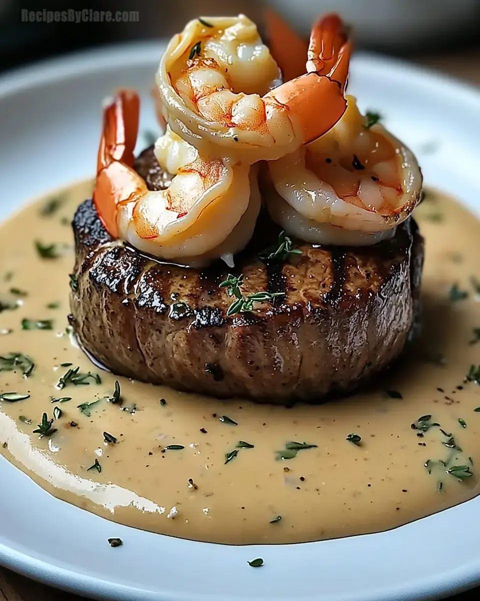 Filet Mignon with Shrimp and Lobster Cream Sauce