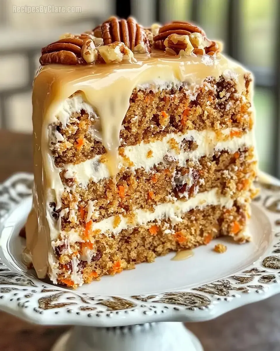 Heavenly Caramel Pecan Carrot Cake