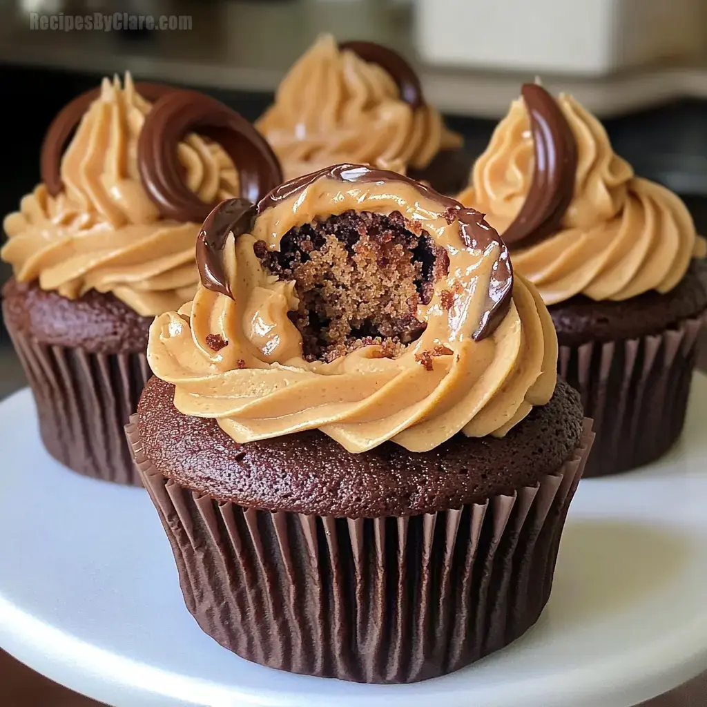 Chocolate Peanut Butter Volcano Cupcakes