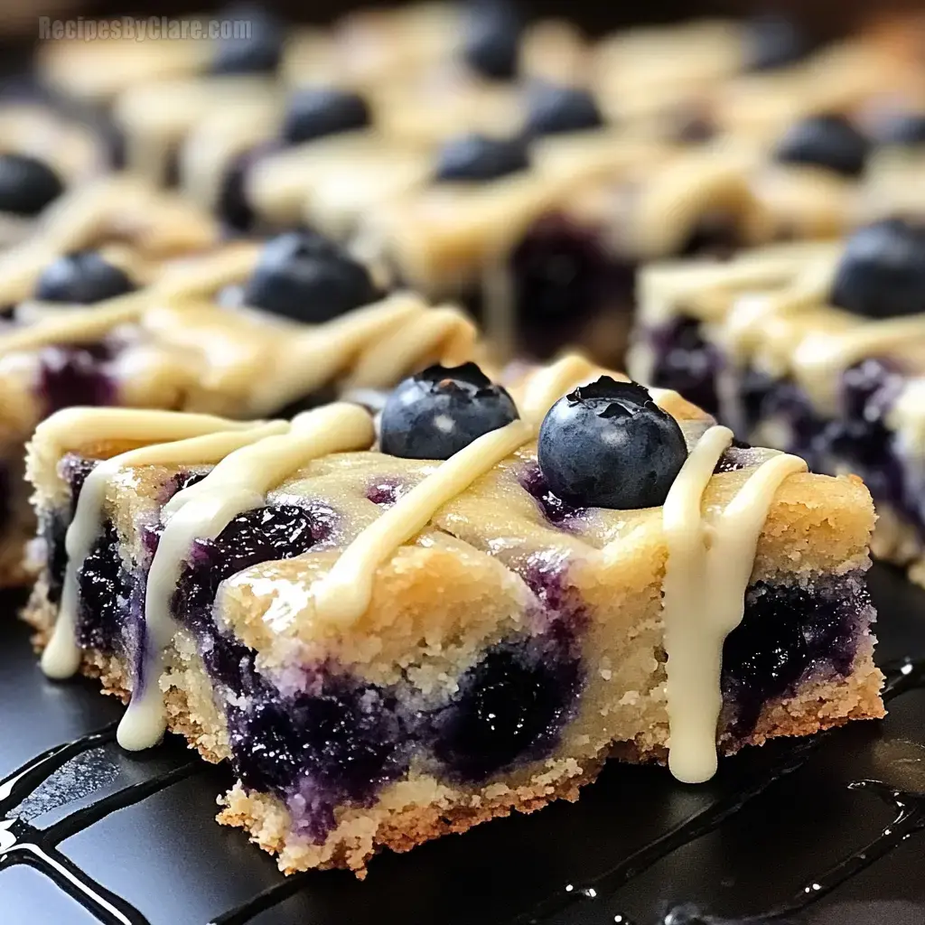 Blueberry Lemon Cookie Bars with White Chocolate Drizzle