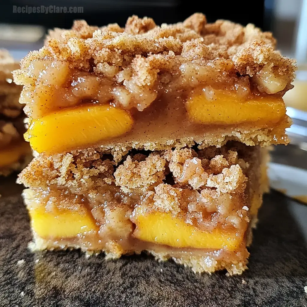 Cinnamon Peach Crumble Bars