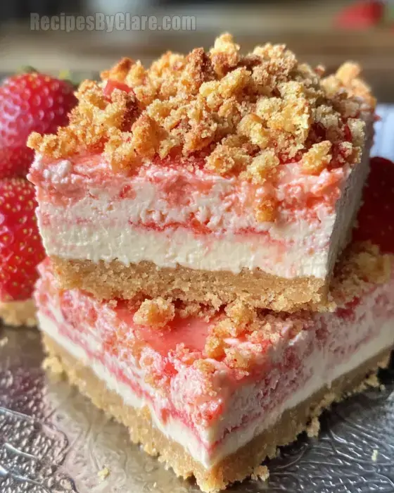 Strawberry Crunch Cheesecake Bars