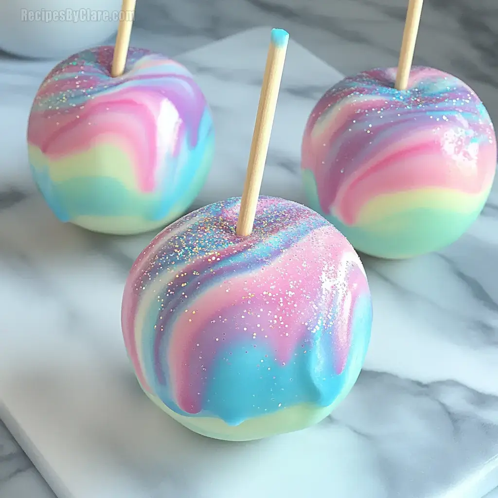 Cotton Candy Swirl Candy Apples