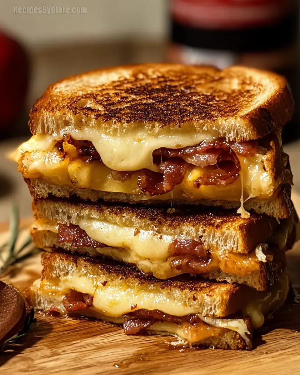 Hot Honey Apple Cheddar Bacon Grilled Cheese