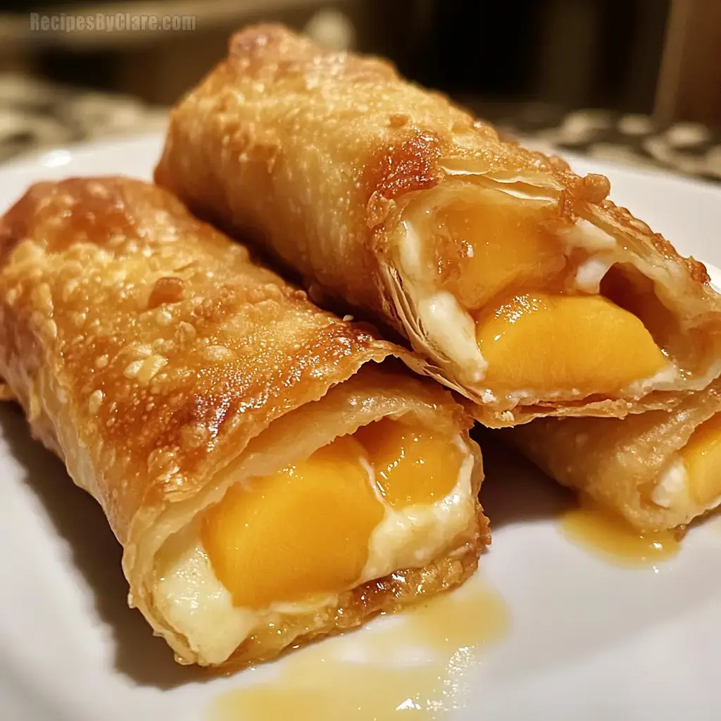 Peach Cobbler Cheesecake Egg Rolls