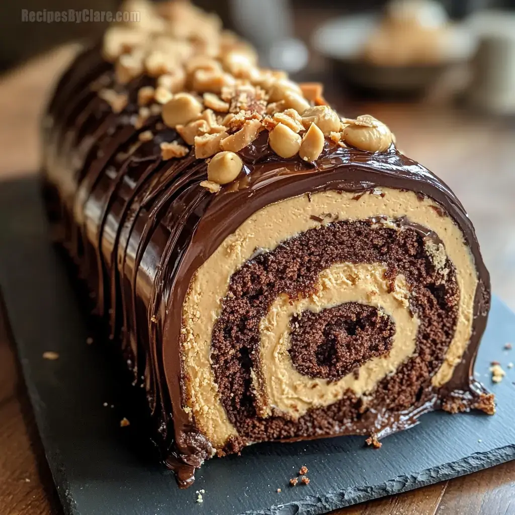 Chocolate Peanut Butter Cake Roulade