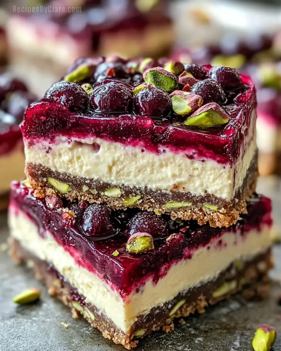 Cherry Pistachio Cheesecake Bars