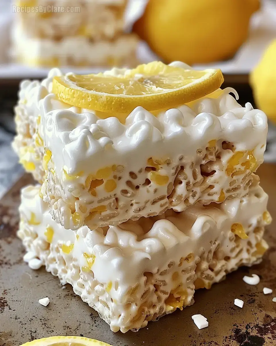 Lemon Meringue Rice Krispie Treats