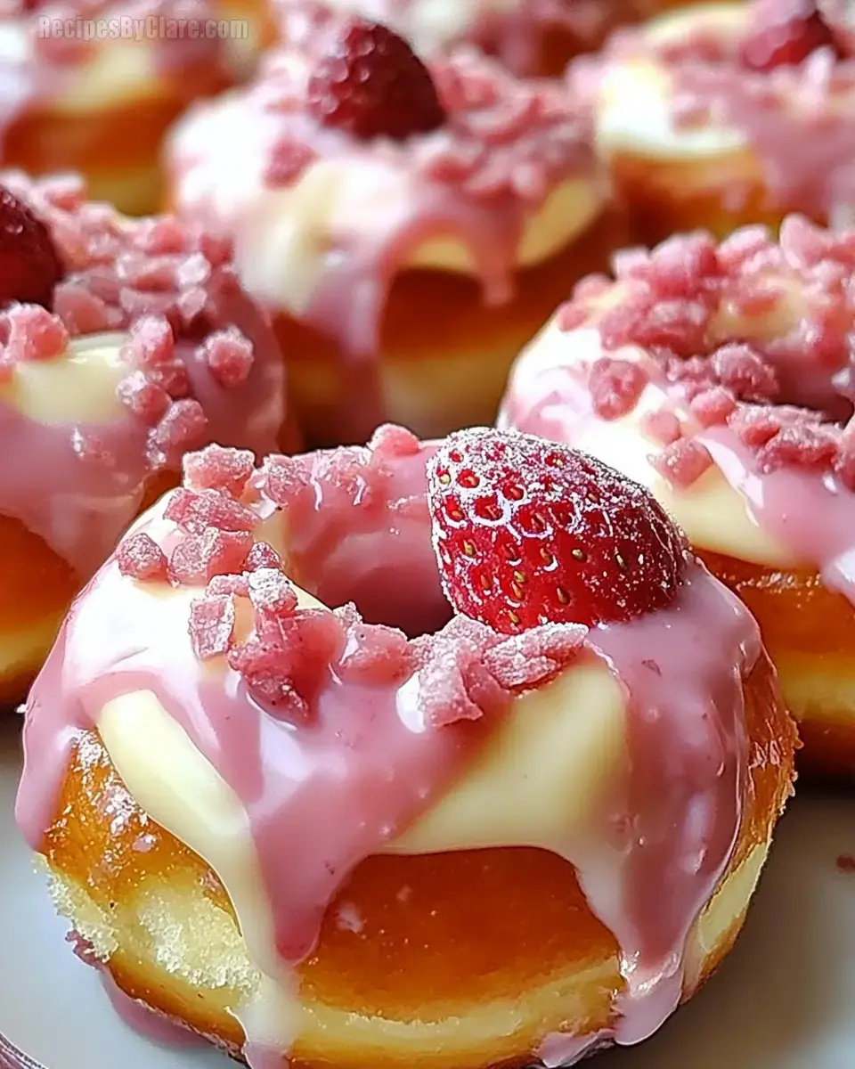 White Chocolate Strawberry Cream Donuts