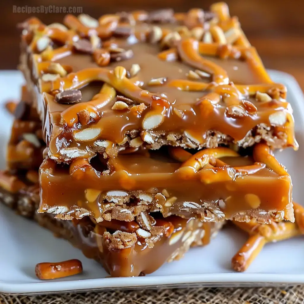 Caramel Pretzel Crack Bars